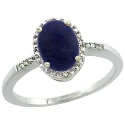 Natural 1.03 ctw Lapis & Diamond Engagement Ring 10K White Gold - REF-15R9Z