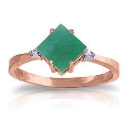 Genuine 1.46 ctw Emerald & Diamond Ring Jewelry 14KT Rose Gold - REF-39W9Y