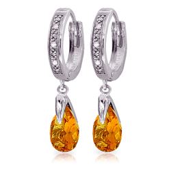 Genuine 2.53 ctw Citrine & Diamond Earrings Jewelry 14KT White Gold - REF-58W2Y