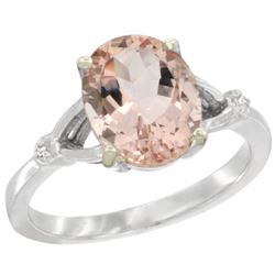 Natural 2.91 ctw Morganite & Diamond Engagement Ring 10K White Gold - REF-48M6H