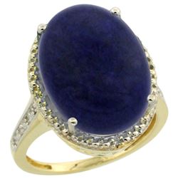 Natural 9.49 ctw Lapis & Diamond Engagement Ring 14K Yellow Gold - REF-59W2K