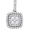 Image 1 : 0.88 CTW Diamond Square Pendant 14KT White Gold - REF-82K4W