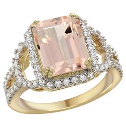 Natural 3.58 ctw morganite & Diamond Engagement Ring 14K Yellow Gold - REF-130A2V