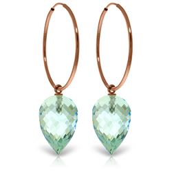 Genuine 22.5 ctw Blue Topaz Earrings Jewelry 14KT Rose Gold - REF-54X9M