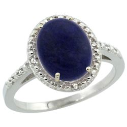 Natural 2.52 ctw Lapis & Diamond Engagement Ring 10K White Gold - REF-23V2F