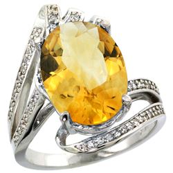 Natural 5.76 ctw citrine & Diamond Engagement Ring 14K White Gold - REF-92K7R