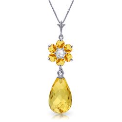 Genuine 2.78 ctw Citrine & Diamond Necklace Jewelry 14KT White Gold - REF-31R2P