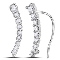 0.25 CTW Diamond Graduated Journey Climber Earrings 10KT White Gold - REF-19H4M