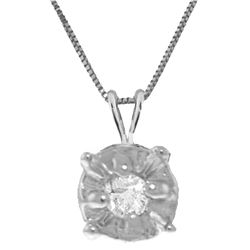 Genuine 0.03 ctw Diamond Anniversary Necklace Jewelry 14KT White Gold - REF-22P7H