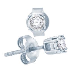 0.17 CTW Diamond Solitaire Stud Earrings 10KT White Gold - REF-19F4N