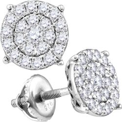 0.71 CTW Diamond Cluster Earrings 10KT White Gold - REF-48F7N