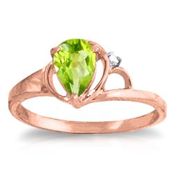 Genuine 0.66 ctw Peridot & Diamond Ring Jewelry 14KT Rose Gold - REF-31M4T