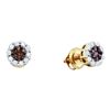 Image 1 : 1.5 CTW Color Brown Diamond Flower Cluster Earrings 14KT Yellow Gold - REF-89K9W