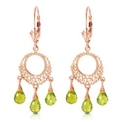 Genuine 3.75 ctw Peridot Earrings Jewelry 14KT Rose Gold - REF-43X8M