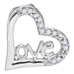 0.05 CTW Diamond Heart Love Pendant 10KT White Gold - REF-5H2M