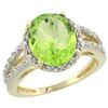 Image 1 : Natural 3.86 ctw Peridot & Diamond Engagement Ring 10K Yellow Gold - REF-40V7F