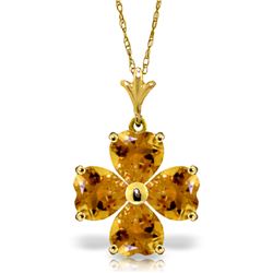 Genuine 3.8 ctw Citrine Necklace Jewelry 14KT Yellow Gold - REF-42T2A