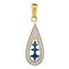 Image 1 : 0.20 CTW Blue Color Diamond Teardrop Pendant 10KT Yellow Gold - REF-12K8W