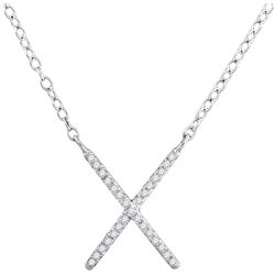 0.10 CTW Diamond Letter X Cross Pendant 10KT White Gold - REF-14Y9X