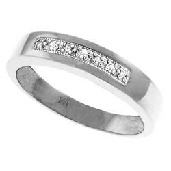 Genuine 0.02 ctw Diamond Anniversary Ring Jewelry 14KT White Gold - REF-46M2T