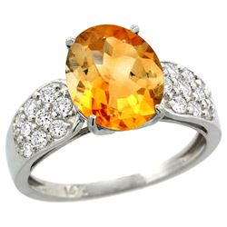 Natural 2.75 ctw citrine & Diamond Engagement Ring 14K White Gold - REF-58W4K