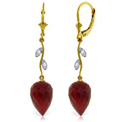 Genuine 26.12 ctw Ruby & Diamond Earrings Jewelry 14KT Yellow Gold - REF-53F6Z