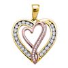 Image 1 : 0.12 CTW Diamond Double Nested Heart Love Pendant 10KT Yellow Gold - REF-19H4M