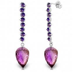 Genuine 22.1 ctw Amethyst Earrings Jewelry 14KT White Gold - REF-69Y2F