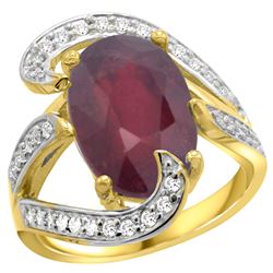 Natural 6.74 ctw ruby & Diamond Engagement Ring 14K Yellow Gold - REF-142A8V