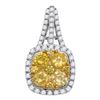 Image 1 : 1.99 CTW Yellow Diamond Square Cluster Pendant 14KT White Gold - REF-240M2H