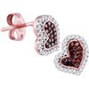 Image 1 : 0.17 CTW Red Color Diamond Heart Stud Screwback Earrings 10KT Rose Gold - REF-19Y4X