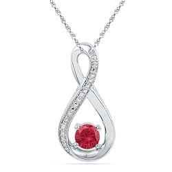 0.61 CTW Created Ruby Diamond Fashion Pendant 10KT White Gold - REF-13F4N