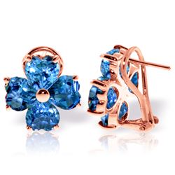 Genuine 7.6 ctw Blue Topaz Earrings Jewelry 14KT Rose Gold - REF-80R6P