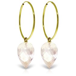 Genuine 24.5 ctw White Topaz Earrings Jewelry 14KT Yellow Gold - REF-50Z6N