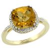 Image 1 : Natural 4.11 ctw Whisky-quartz & Diamond Engagement Ring 14K Yellow Gold - REF-42F9N