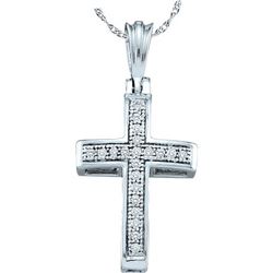 0.07 CTW Diamond Cross Pendant 10KT White Gold - REF-8M9H