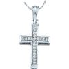 Image 1 : 0.07 CTW Diamond Cross Pendant 10KT White Gold - REF-8M9H