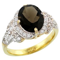 Natural 2.92 ctw smoky-topaz & Diamond Engagement Ring 14K Yellow Gold - REF-102Z7Y