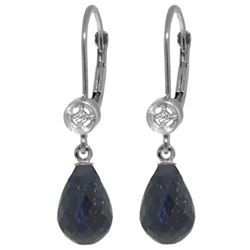 Genuine 6.63 ctw Sapphire & Diamond Earrings Jewelry 14KT White Gold - REF-29M7T