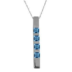 Genuine 0.35 ctw Blue Topaz Necklace Jewelry 14KT White Gold - REF-26Z6N