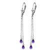 Genuine 2.5 ctw Amethyst Earrings Jewelry 14KT White Gold - REF-29R7P