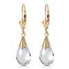 Genuine 6 ctw White Topaz Earrings Jewelry 14KT Yellow Gold - REF-27X8M
