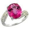 Natural 6.45 ctw pink-topaz & Diamond Engagement Ring 14K White Gold - REF-54N3G