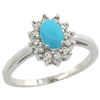 Image 1 : Natural 0.67 ctw Turquoise & Diamond Engagement Ring 14K White Gold - REF-49Z2Y