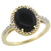 Image 1 : Natural 1.57 ctw Onyx & Diamond Engagement Ring 10K Yellow Gold - REF-23V2F