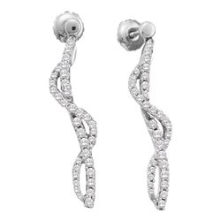 0.75 CTW Diamond Curved Stick Screwback Earrings 14KT White Gold - REF-82Y4X