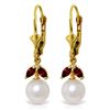 Image 1 : Genuine 4.4 ctw Pearl & Garnet Earrings Jewelry 14KT Yellow Gold - REF-25N3R
