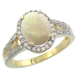 Natural 1.73 ctw opal & Diamond Engagement Ring 10K Yellow Gold - REF-44Y4X