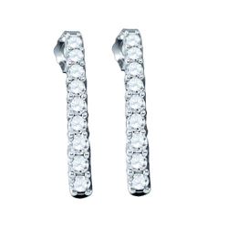 0.50 CTWPave-set Diamond Screwback Dangle Earrings 10KT White Gold - REF-40X4Y