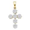 Image 1 : 0.50 CTWDiamond Cluster Cross Pendant 14KT Yellow Gold - REF-44M9H